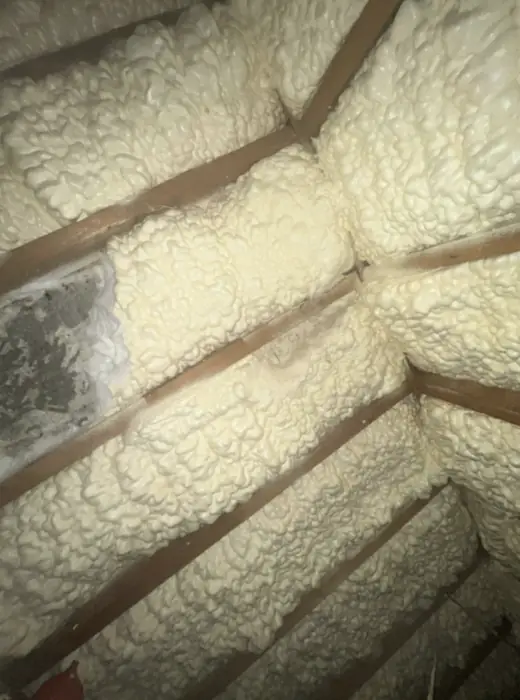Foam stripped back and roof timbers exposed, Carter Langfold