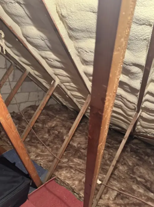 Foam stripped back and roof timbers exposed, Carter Langfold